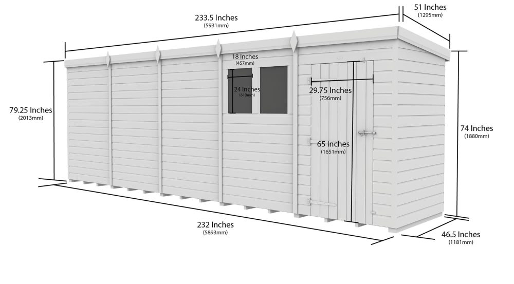 20ft x 4ft Pent Shed - Image 5