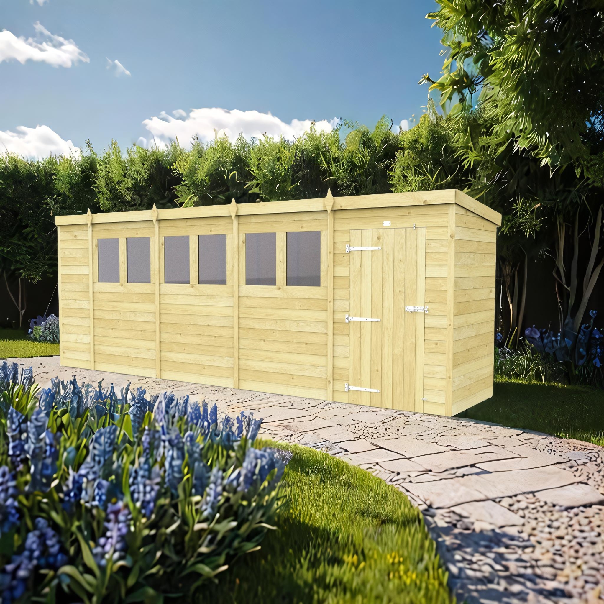 18ft x 4ft Pent Shed