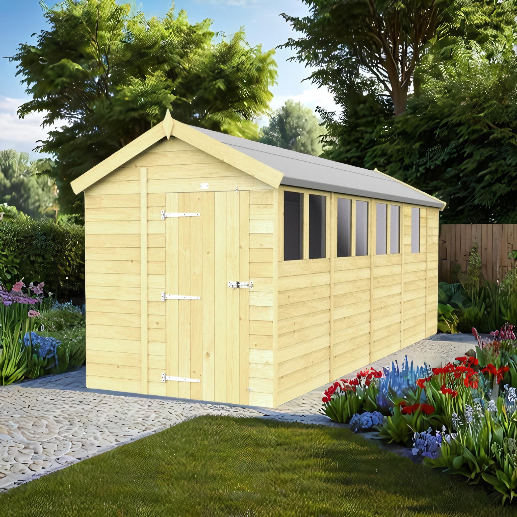 7ft x 17ft Apex Shed