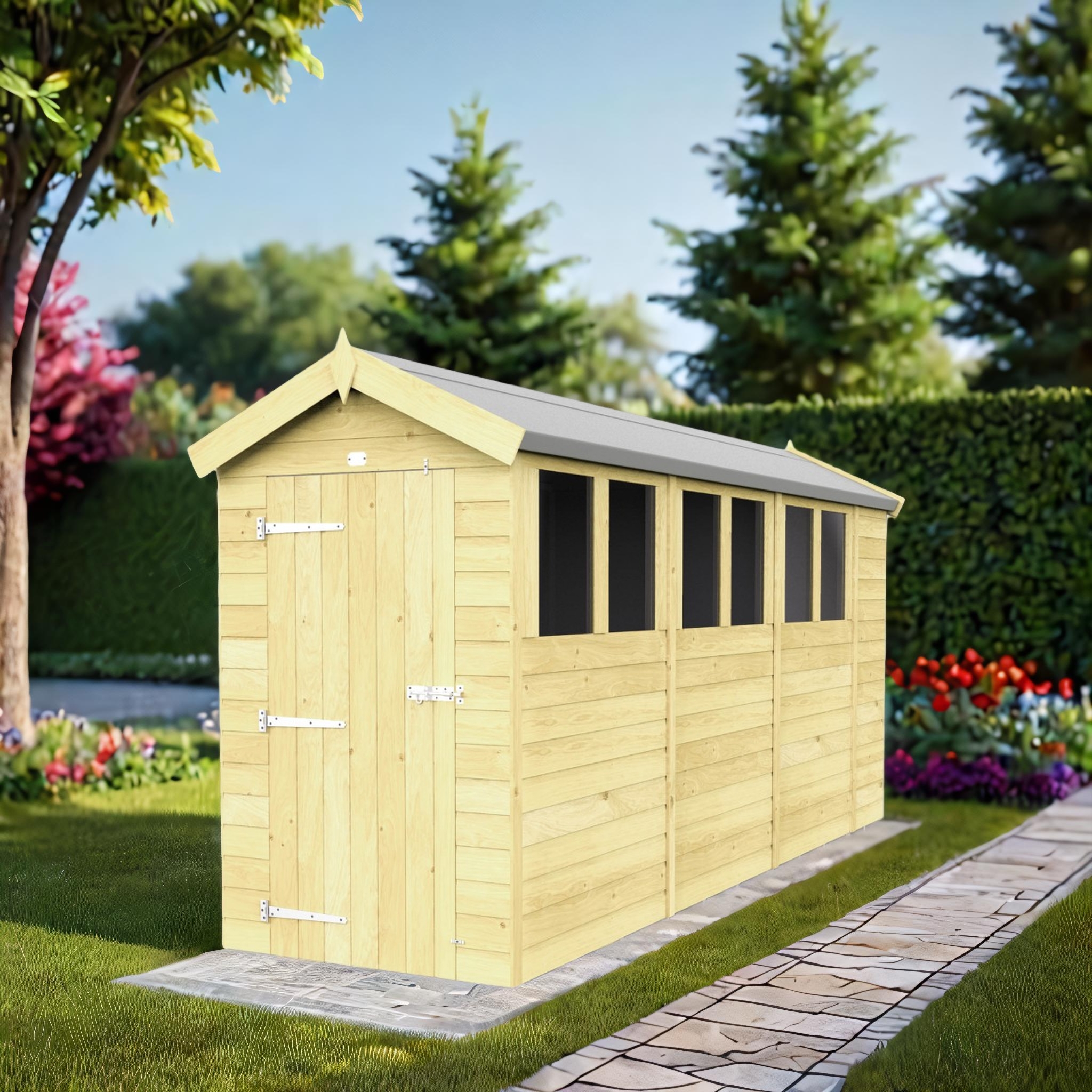 4ft x 15ft Apex Shed