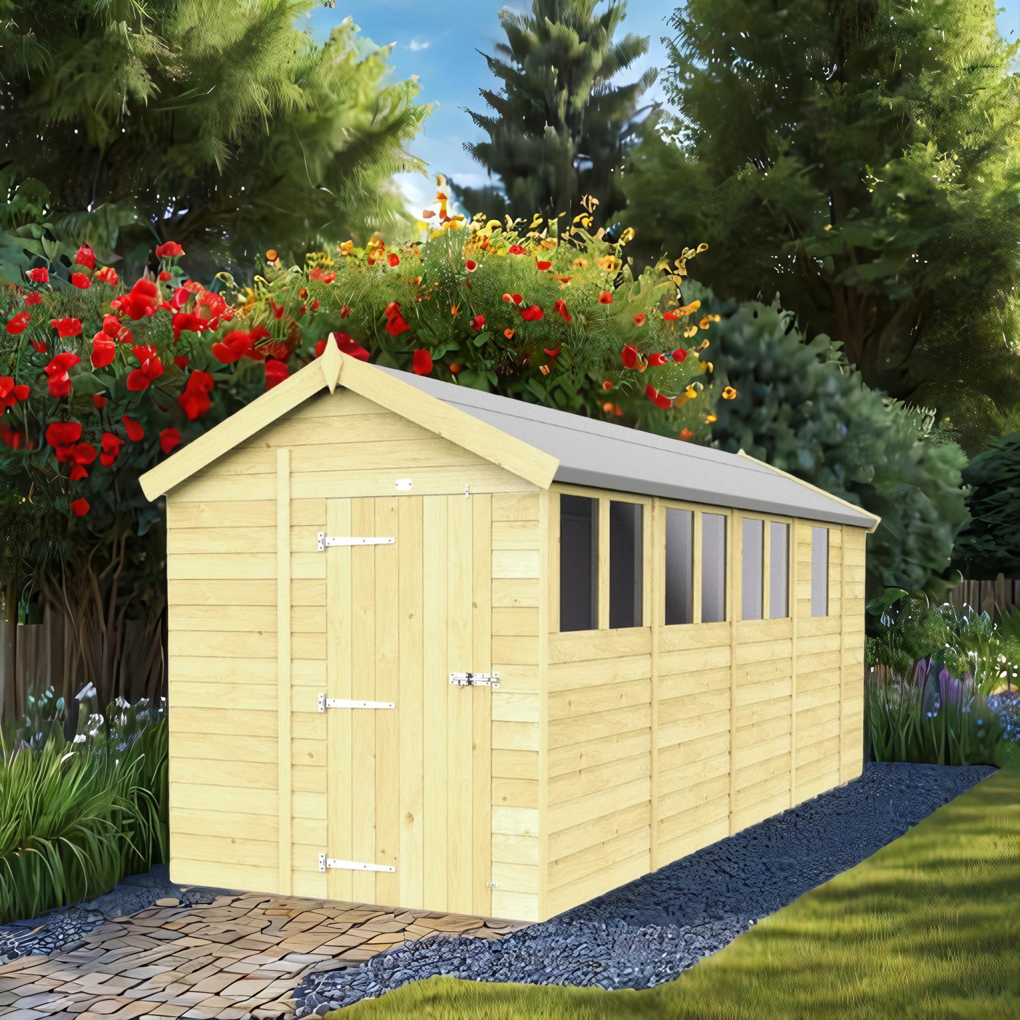6ft x 17ft Apex Shed