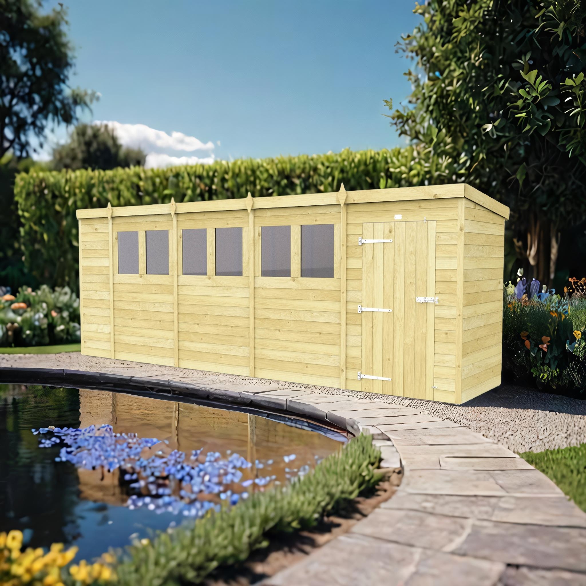 19ft x 4ft Pent Shed