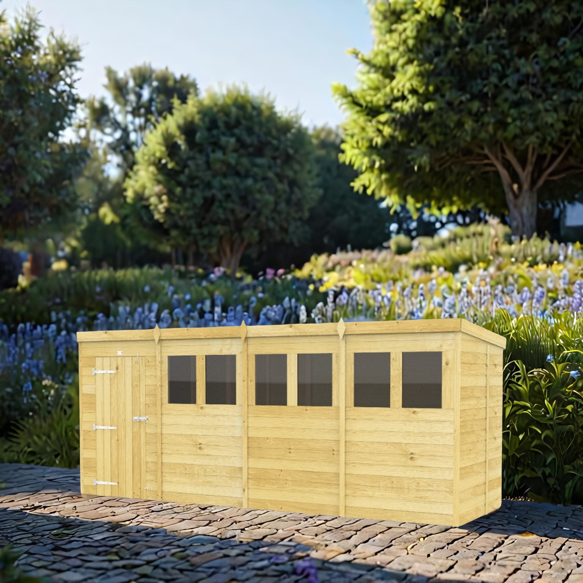 16ft x 5ft Pent Shed