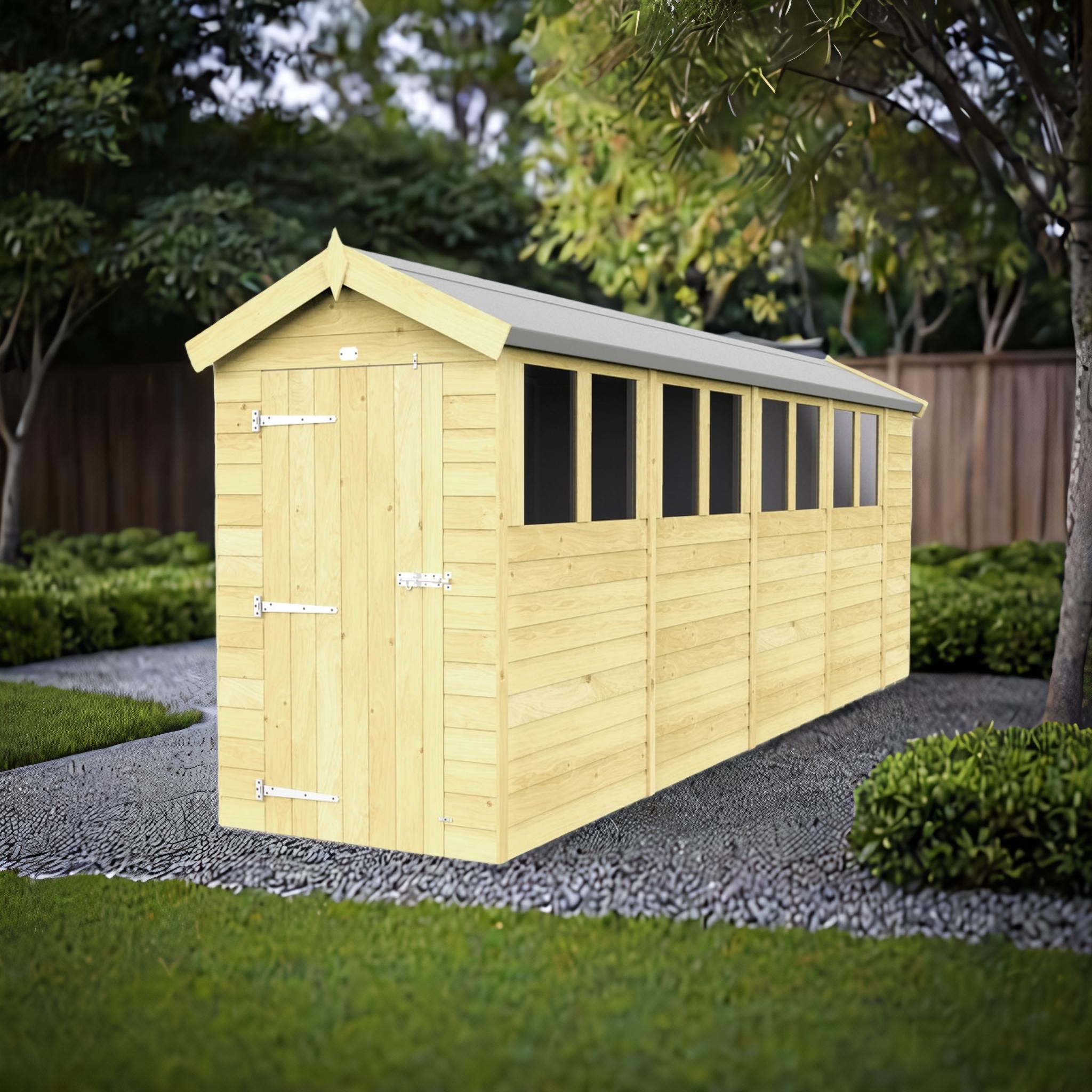 4ft x 19ft Apex Shed