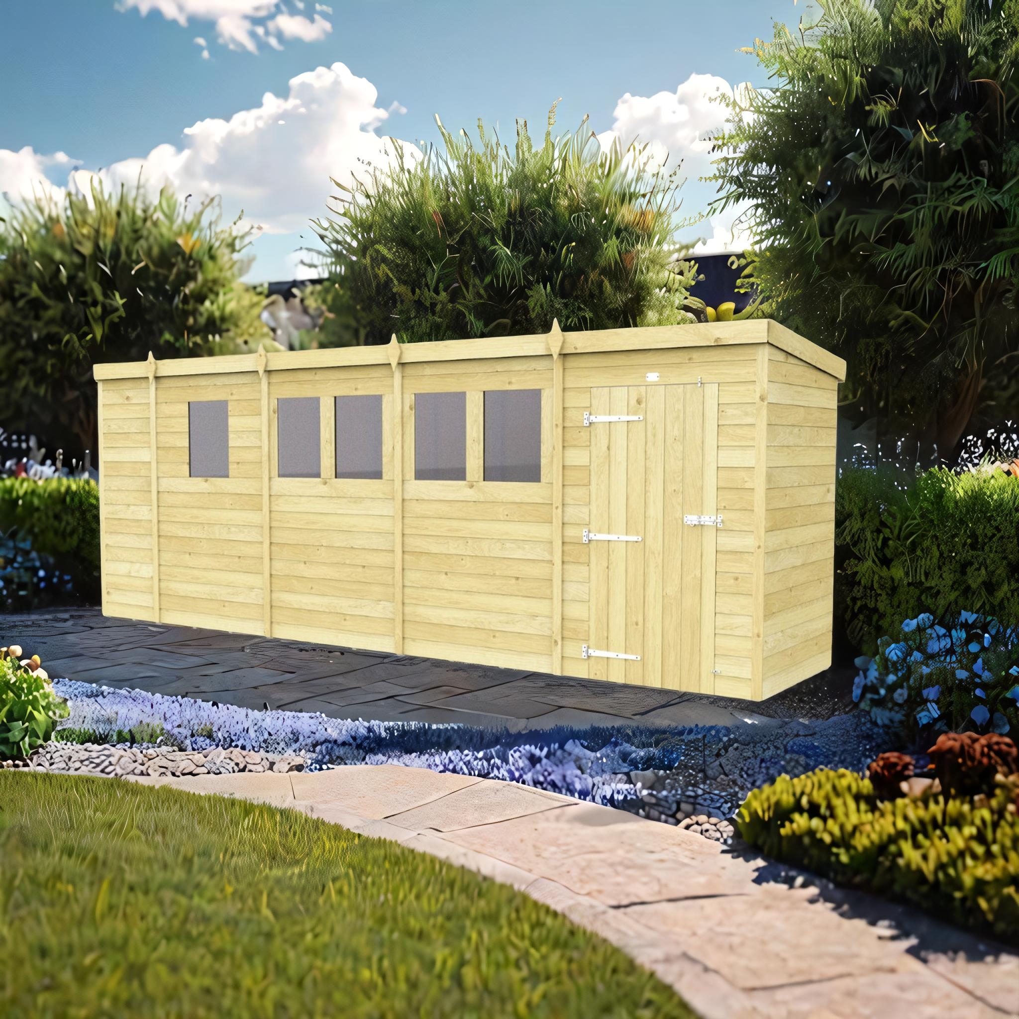 17ft x 4ft Pent Shed