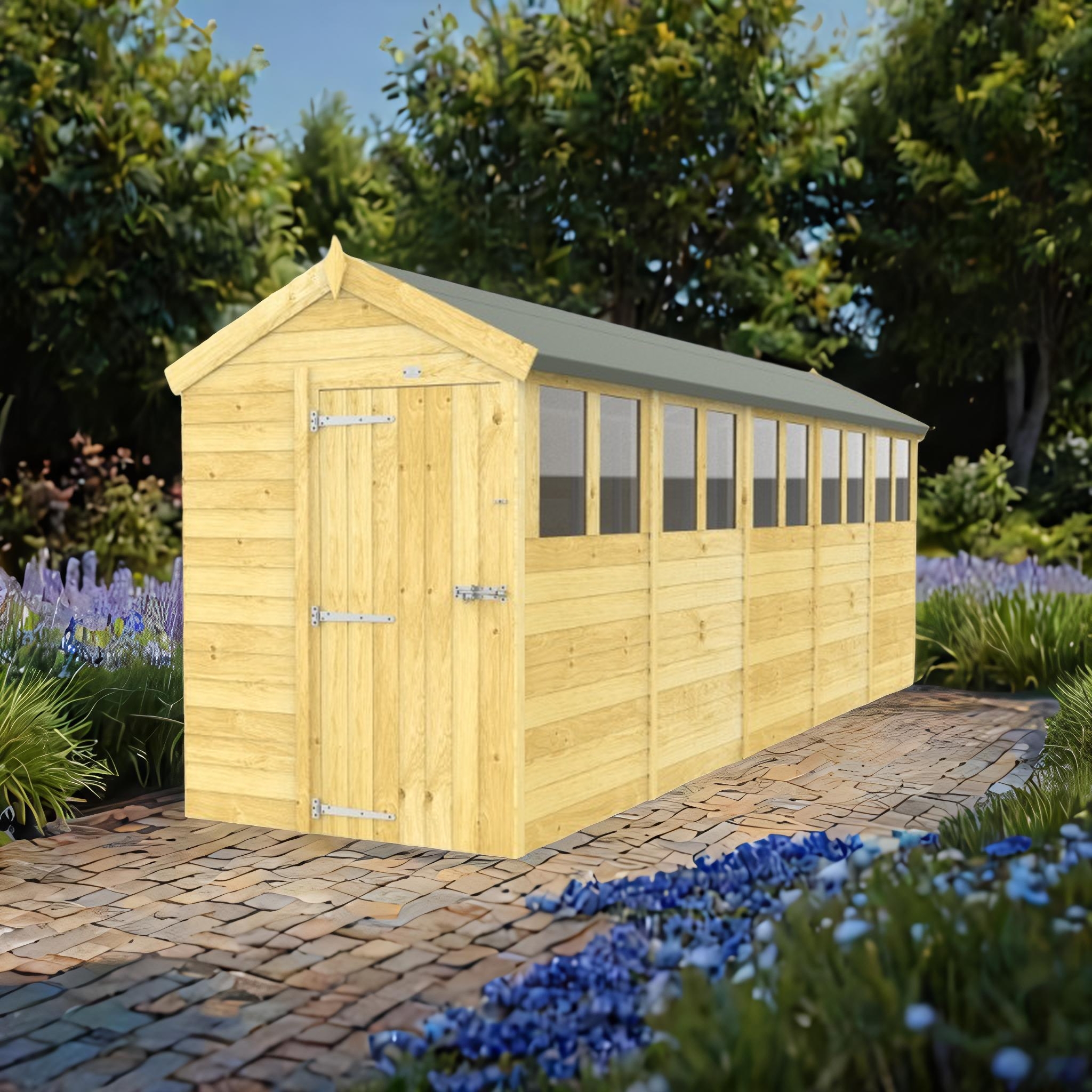 5ft x 20ft Apex Shed