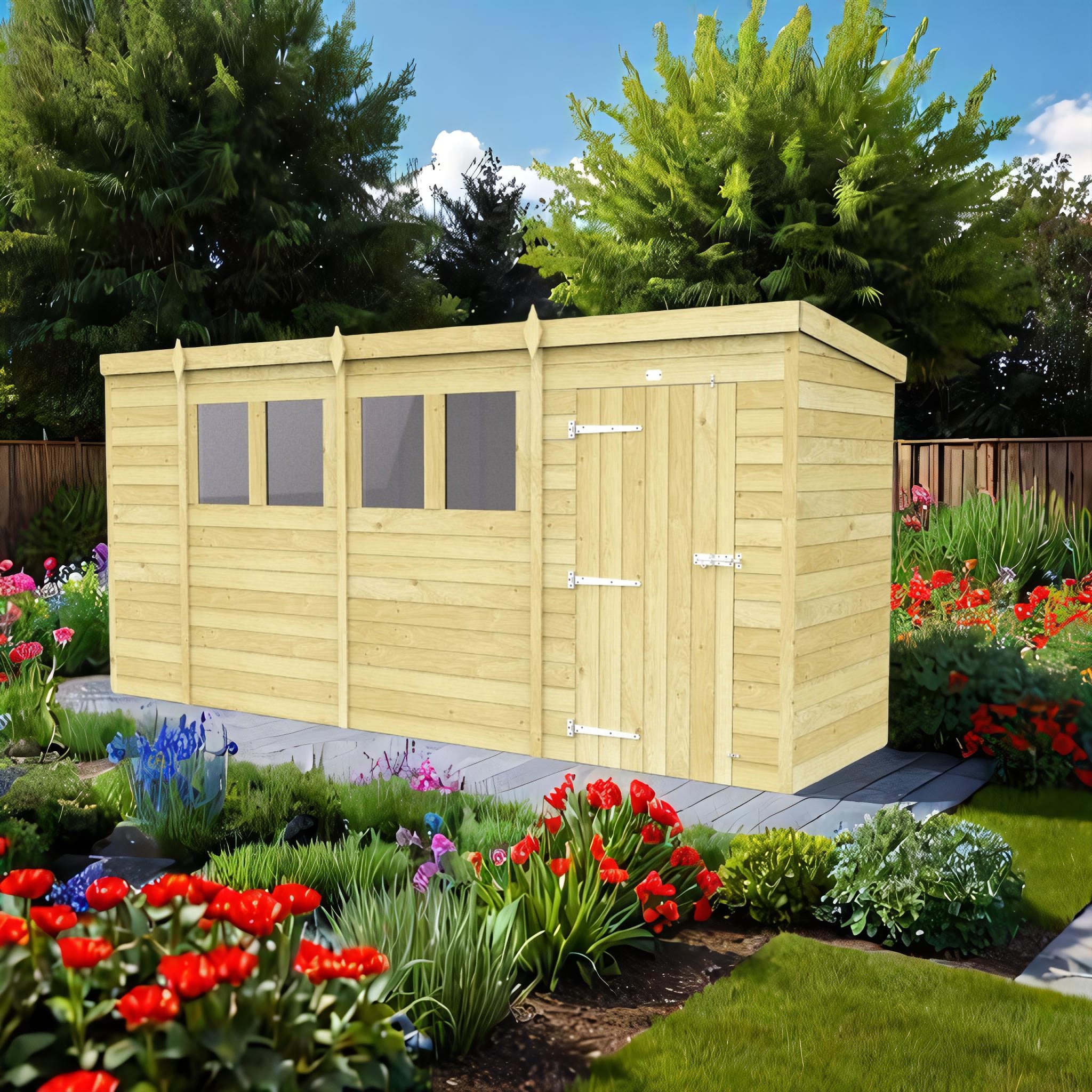 14ft x 4ft Pent Shed
