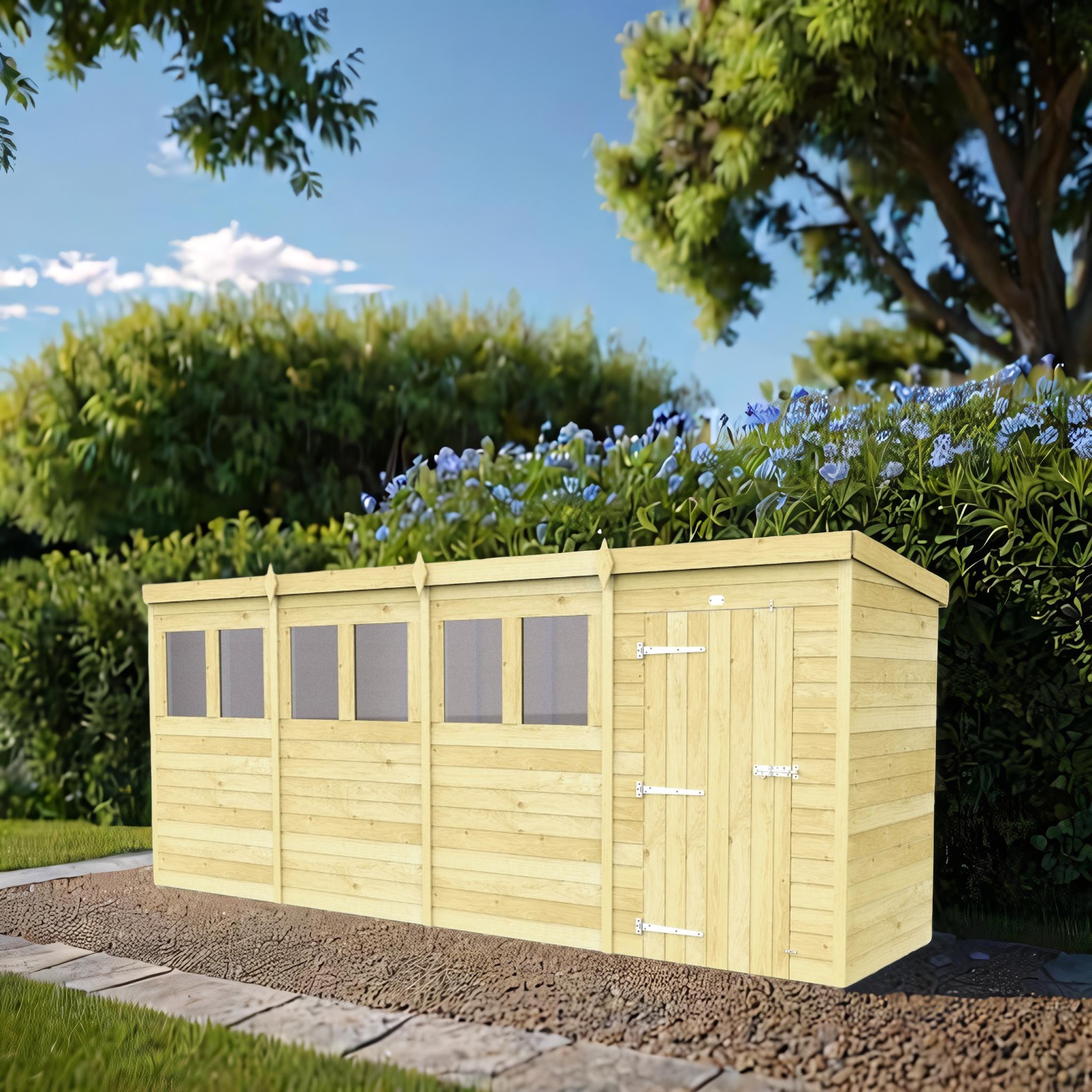 16ft x 4ft Pent Shed