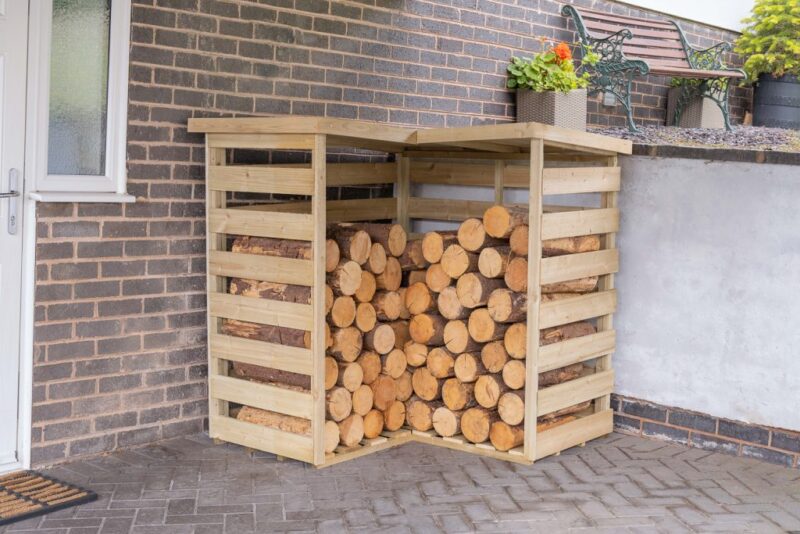 Corner Wooden Log Store