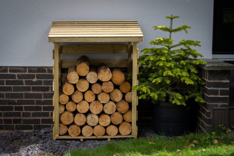 Compact Wooden Pent Log Store