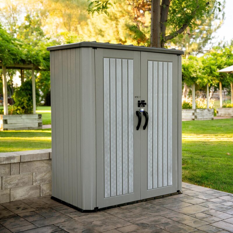 Lifetime Vertical Storage Utility Shed Storm Dust - 60375U - Outdoor Garden Unit