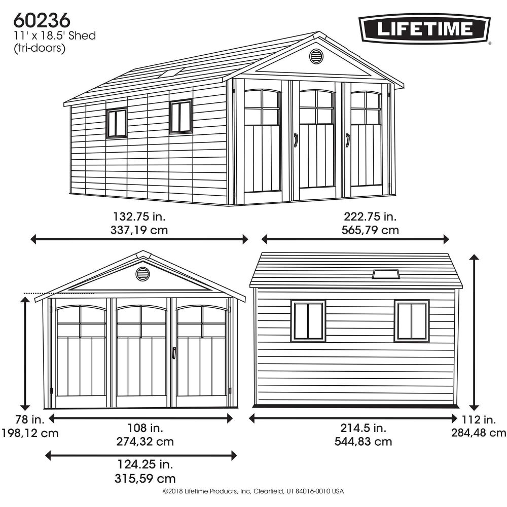 Lifetime 11ft x 18.5ft Garden Shed - Heavy Duty Outdoor HDPE Plastic Unit - Image 11