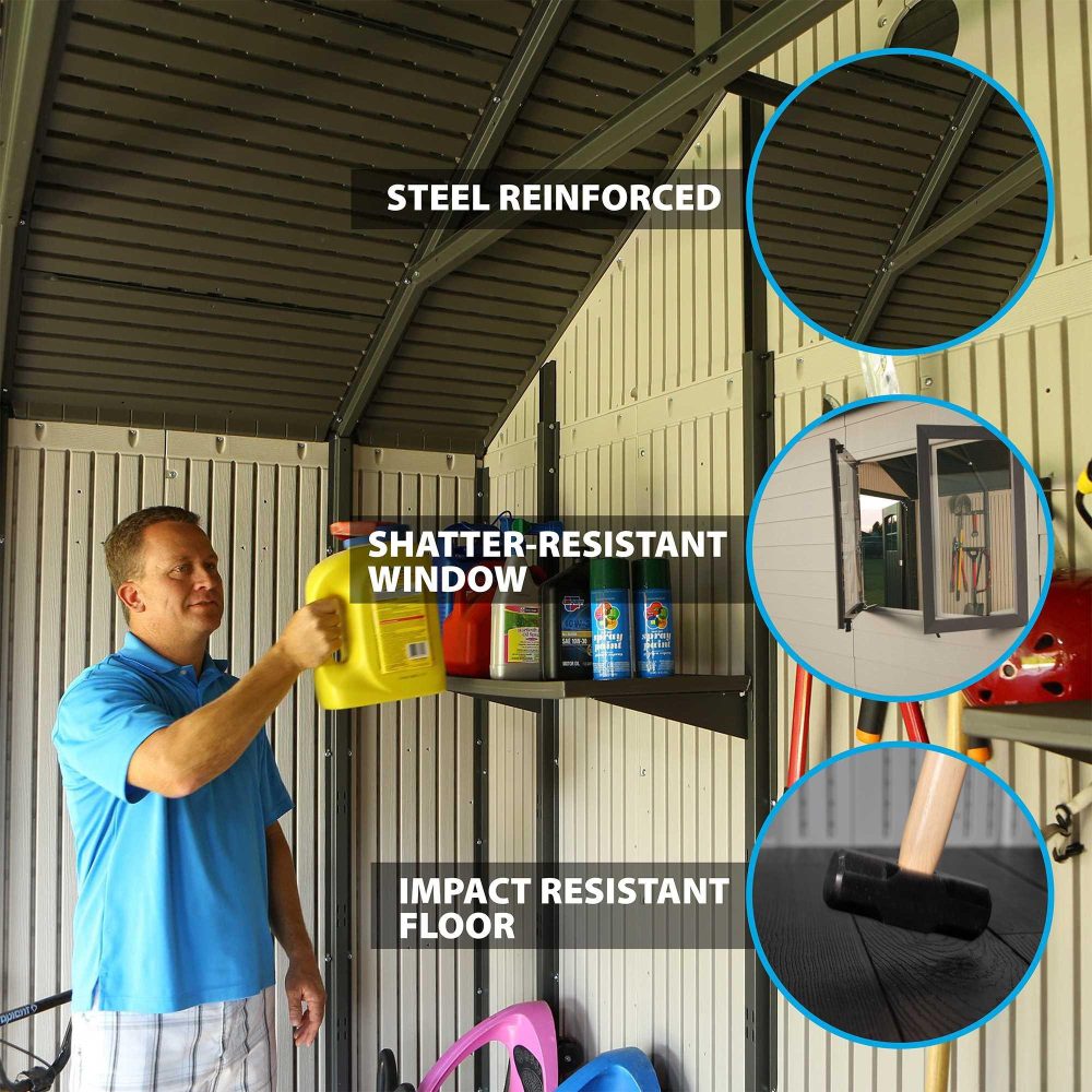 Lifetime 11ft x 18.5ft Garden Shed - Heavy Duty Outdoor HDPE Plastic Unit - Image 4