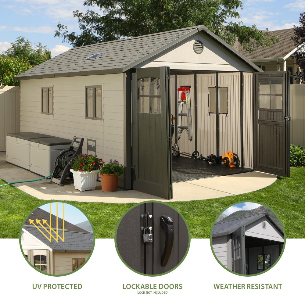 Lifetime 11ft x 18.5ft Garden Shed - Heavy Duty Outdoor HDPE Plastic Unit - Image 18