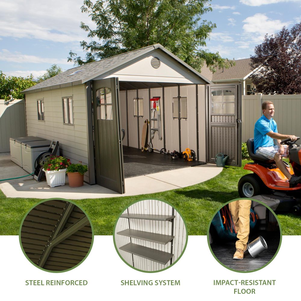 Lifetime 11ft x 18.5ft Garden Shed - Heavy Duty Outdoor HDPE Plastic Unit - Image 19