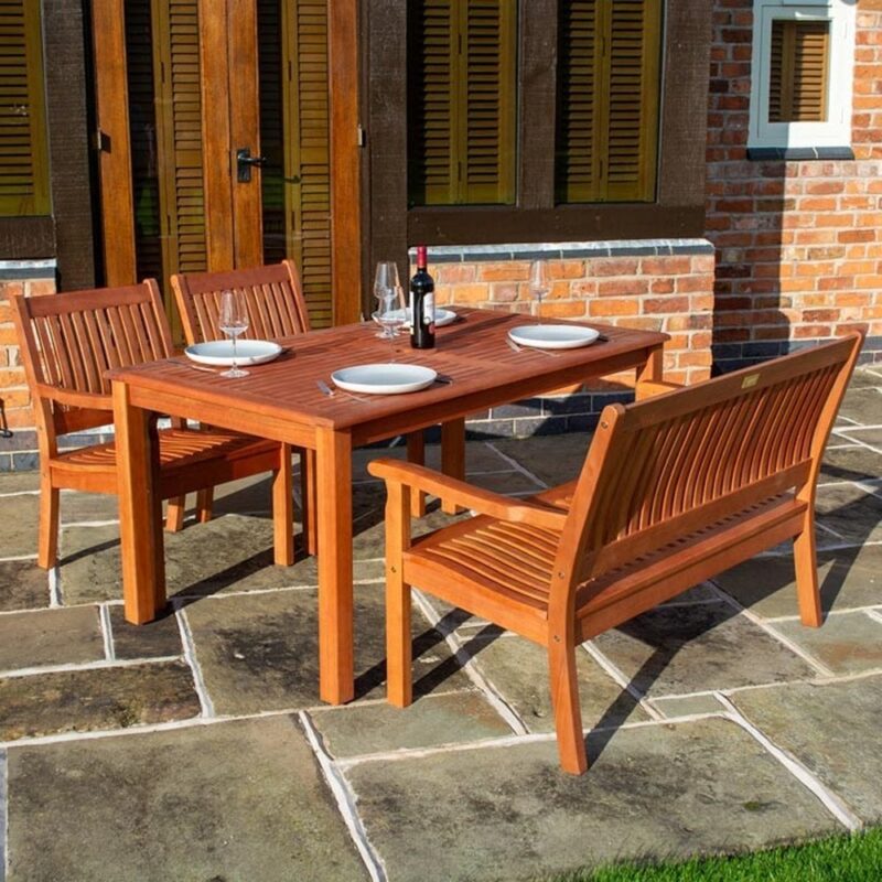Rowlinson Willington Wooden Garden Dining Table & Chairs - 4 Seats