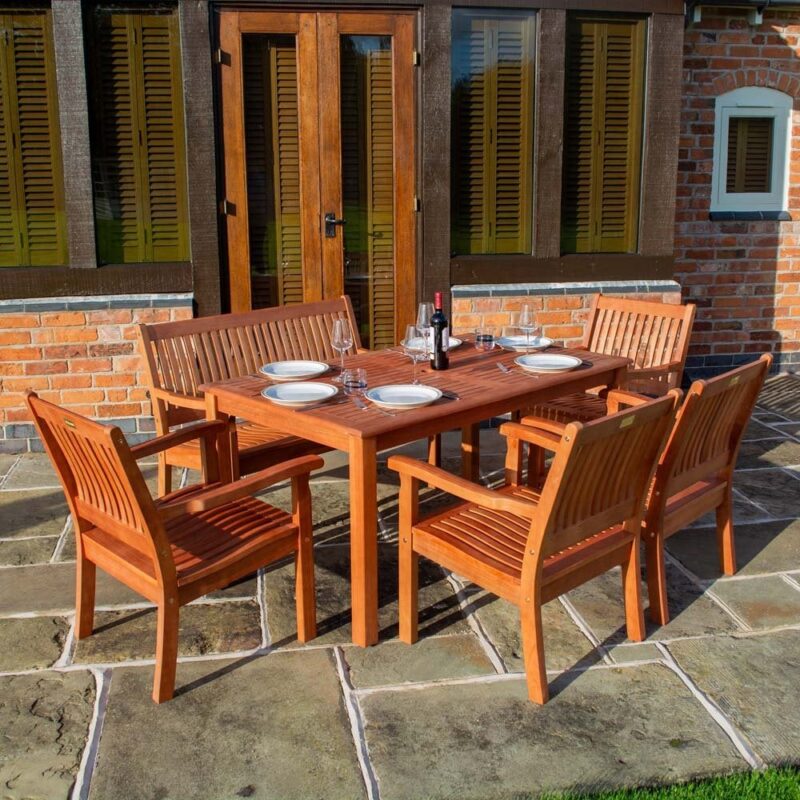 Rowlinson Willington Wooden Garden Dining Table & Chairs - 6 Seats