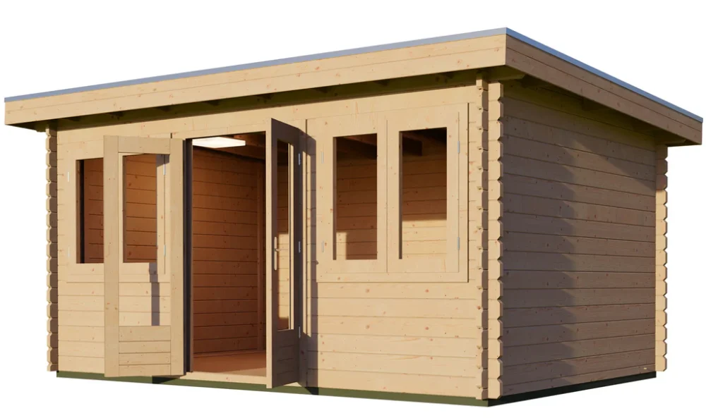 Woodpro Pent Log Cabin 15 x 10ft Double Doors + Windows - Image 2