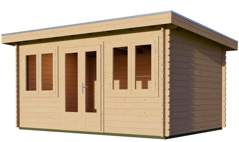 Woodpro Pent Log Cabin 15 x 10ft Double Doors + Windows - Image 3