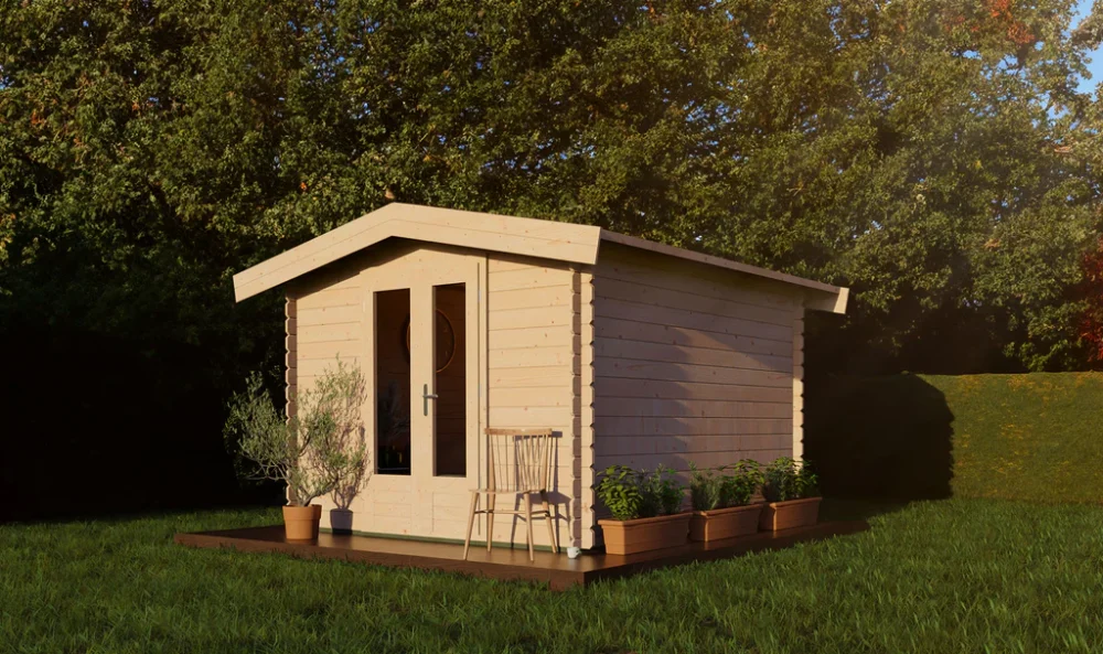 Woodpro Log Cabin 10 x 10ft Double Doors