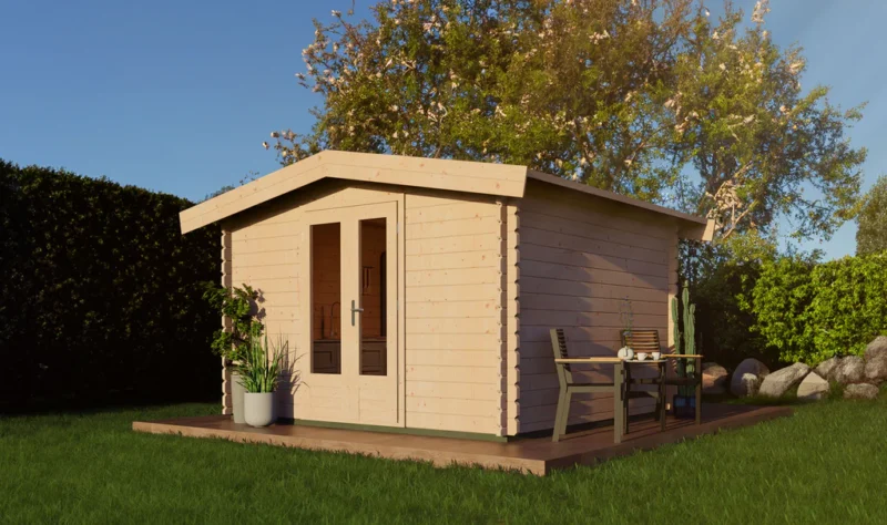 Woodpro Log Cabin 12 x 10ft Double Doors
