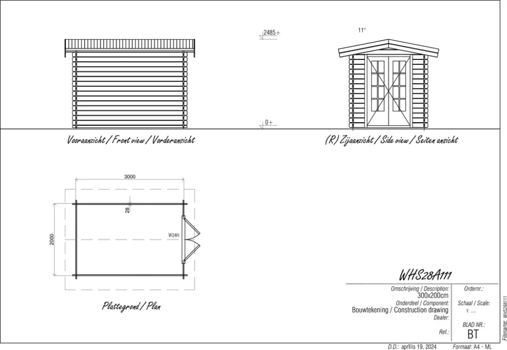 Woodpro Log Cabin 6.5 x 10ft Double Doors - Image 5