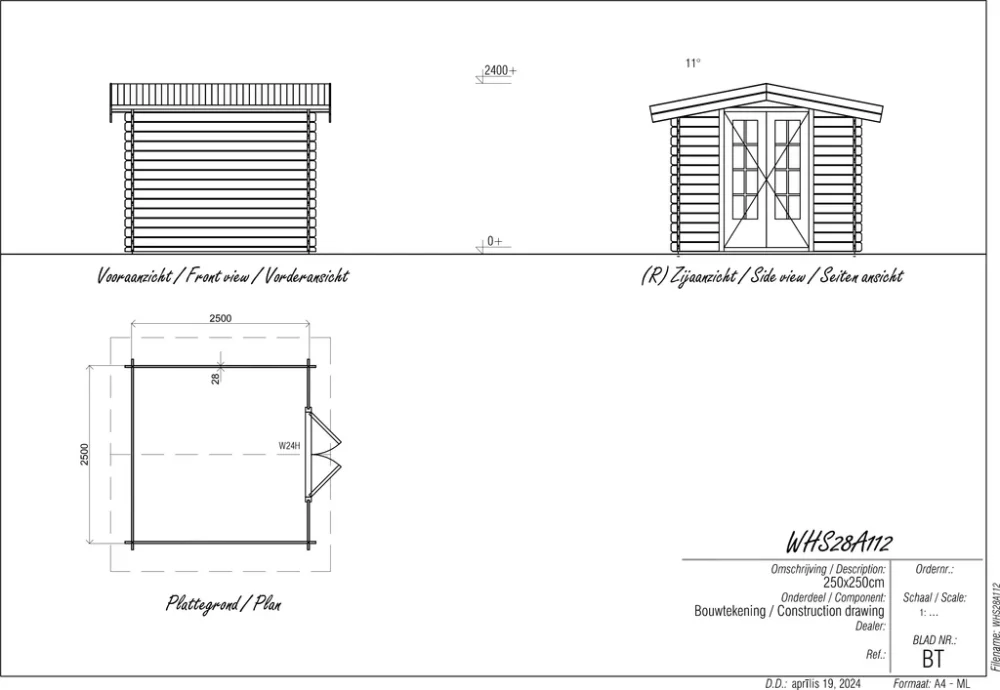 Woodpro Log Cabin 8 x 8ft Double Doors - Image 3