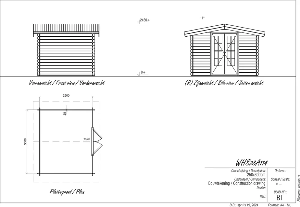 Woodpro Log Cabin 10 x 8ft Double Doors - Image 5