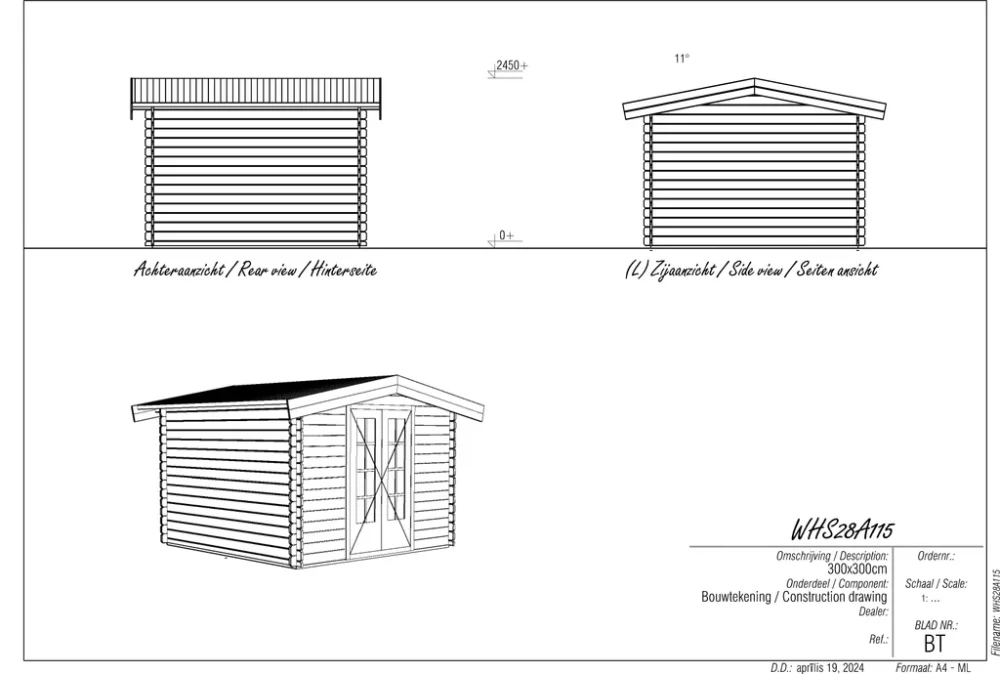 Woodpro Log Cabin 10 x 10ft Double Doors - Image 4