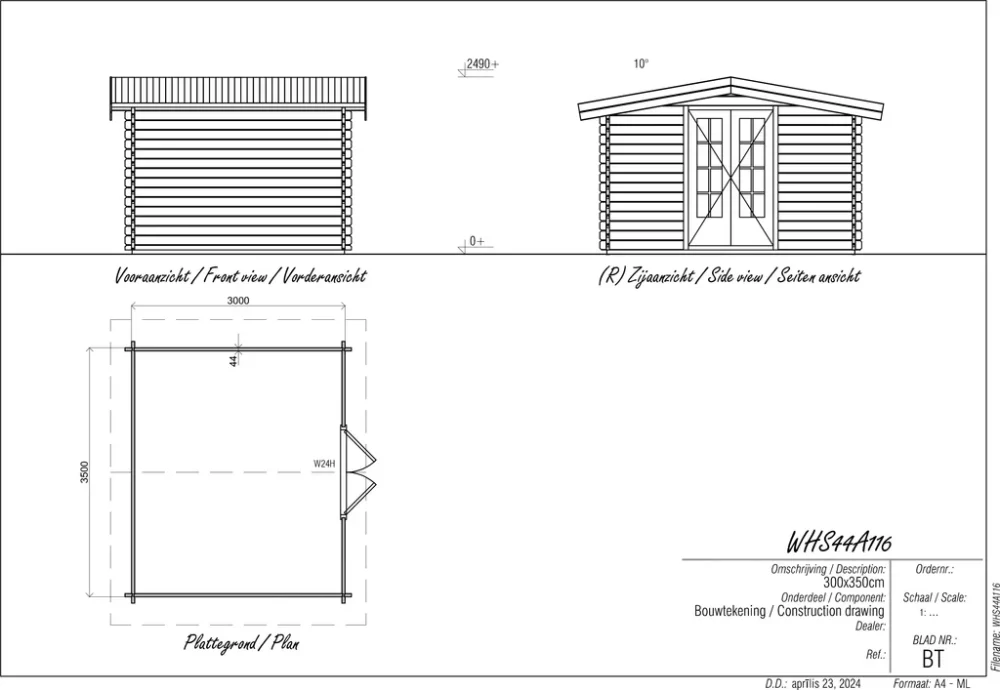 Woodpro Log Cabin 12 x 10ft Double Doors - Image 5