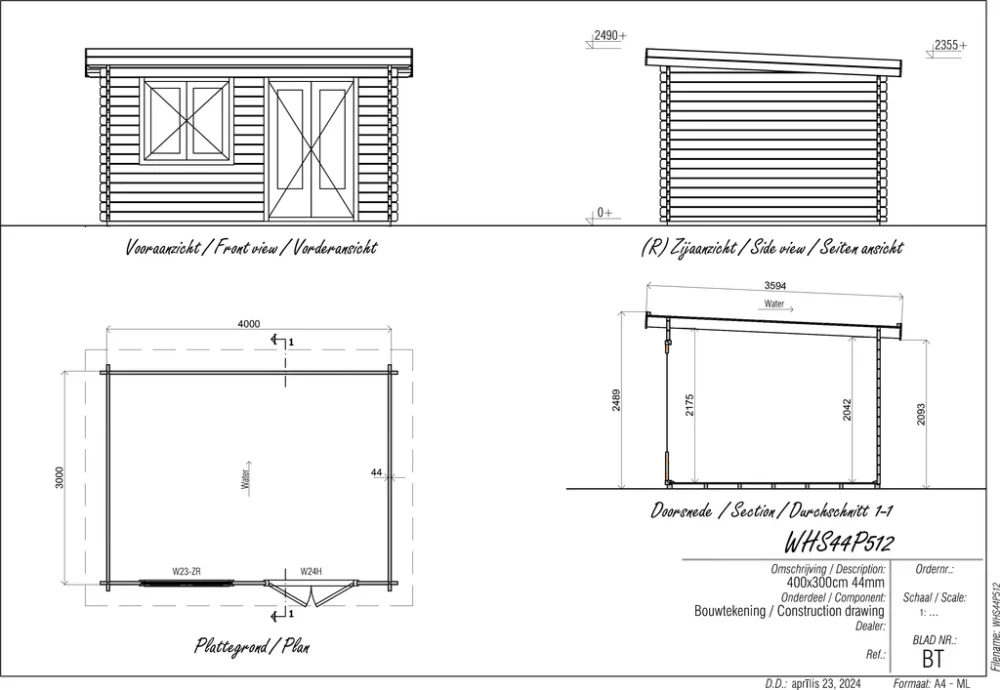 Woodpro Pent Log Cabin 13 x 10ft Double Doors + Windows - Image 5