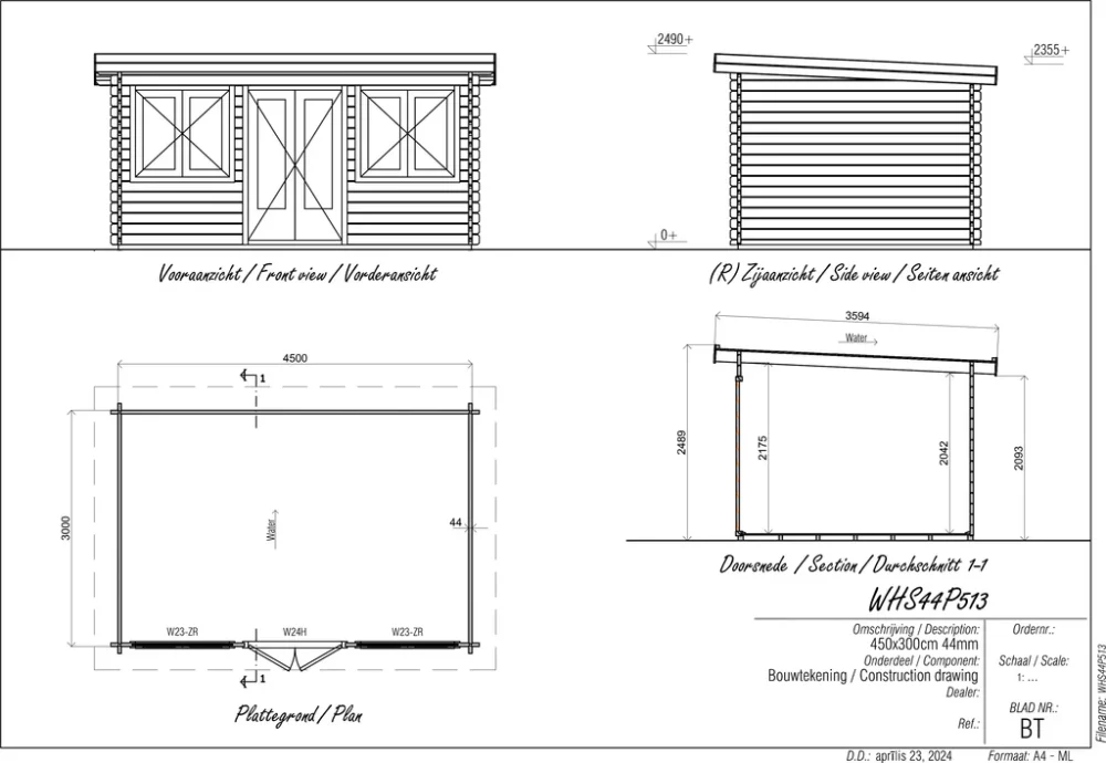 Woodpro Pent Log Cabin 15 x 10ft Double Doors + Windows - Image 5