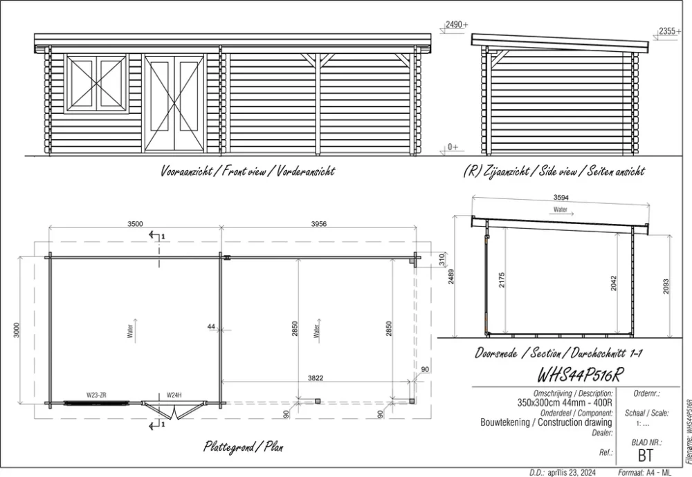 Woodpro Log Cabin With Canopy - 25 x 10ft - Image 5
