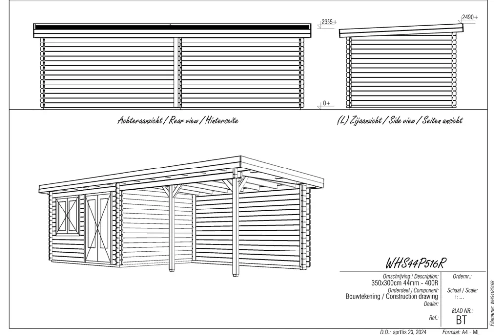 Woodpro Log Cabin With Canopy - 25 x 10ft - Image 4