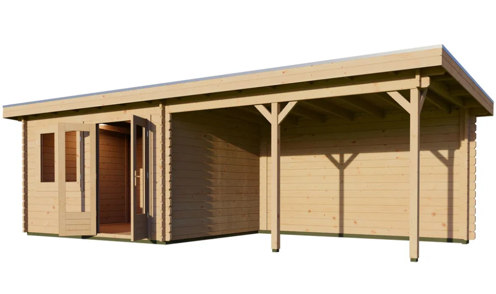 Woodpro Log Cabin With Canopy - 25 x 10ft - Image 3