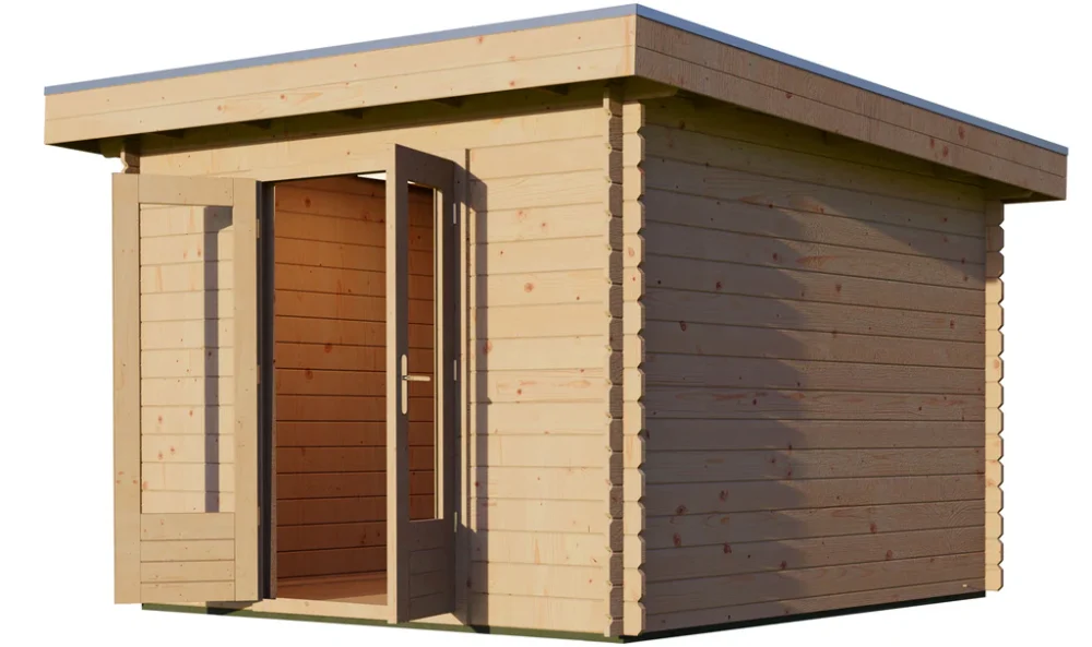 Woodpro Pent Log Cabin 10 x 10ft Double Doors - Image 3