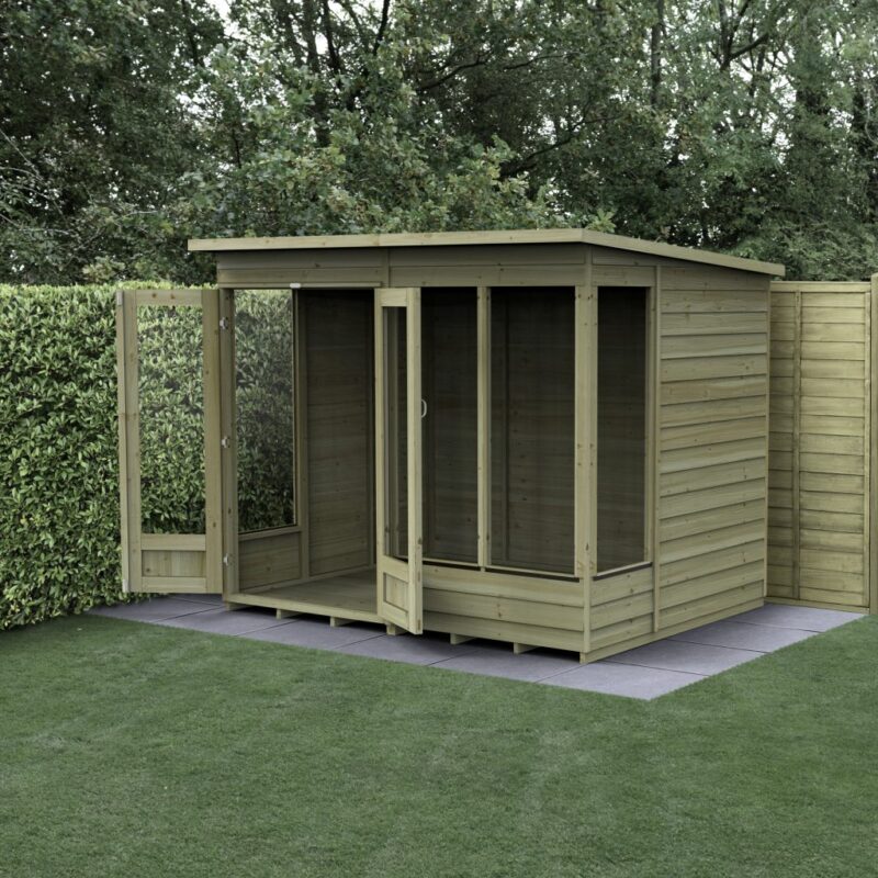 Forest 4LIFE Pent Summerhouse 8x6 - Double Door - 4 Window