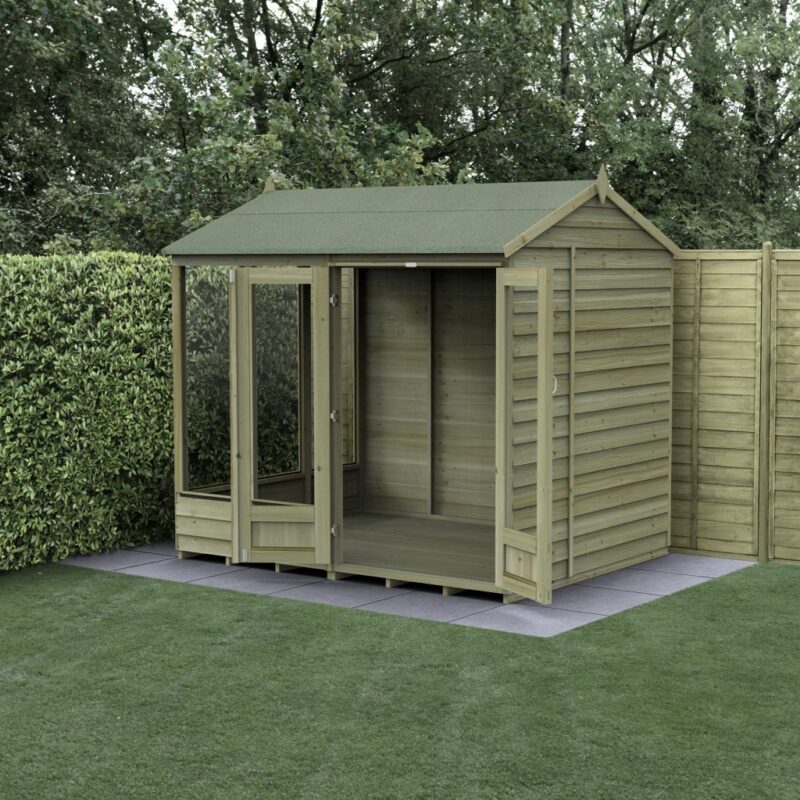Forest 4LIFE Reverse Apex Summerhouse 8x6 - Double Door - 5 Window