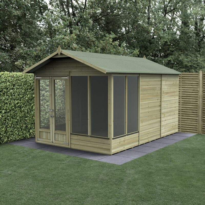 Forest Beckwood Apex Summerhouse 8x12 - Double Door - 6 Windows