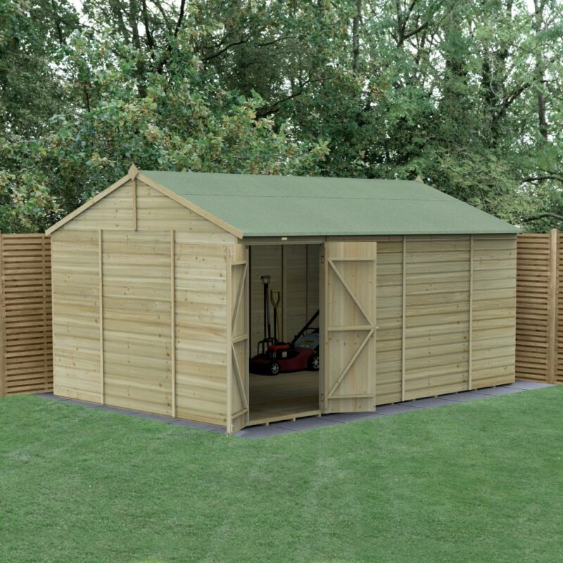 Forest Beckwood 15x10 Reverse Apex Shed - No Windows - Double Door