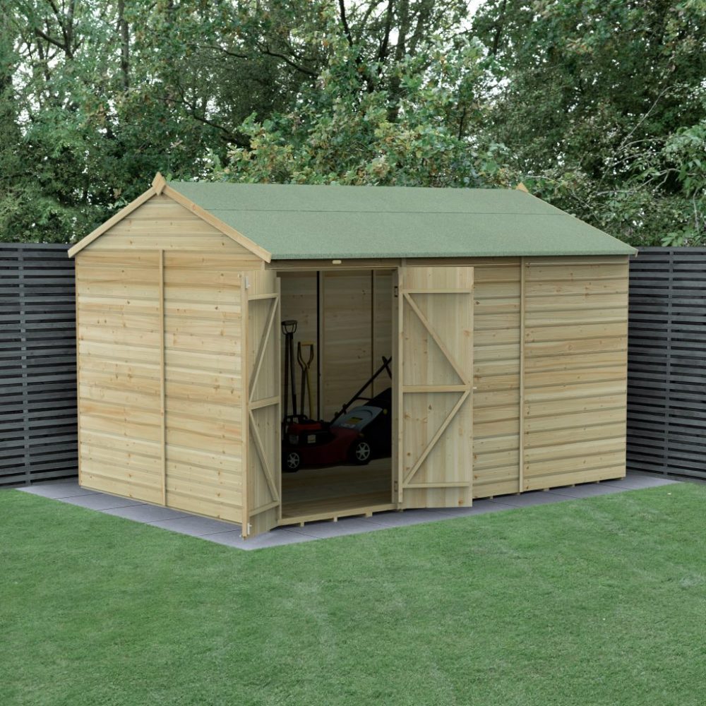Forest Beckwood 12x8 Reverse Apex Shed - No Windows - Double Door