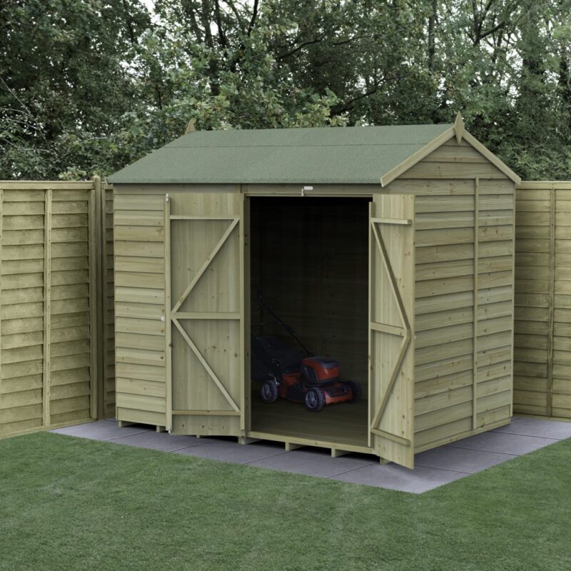 Forest 4LIFE Reverse Apex Shed 8x6 - Double Door, No Windows