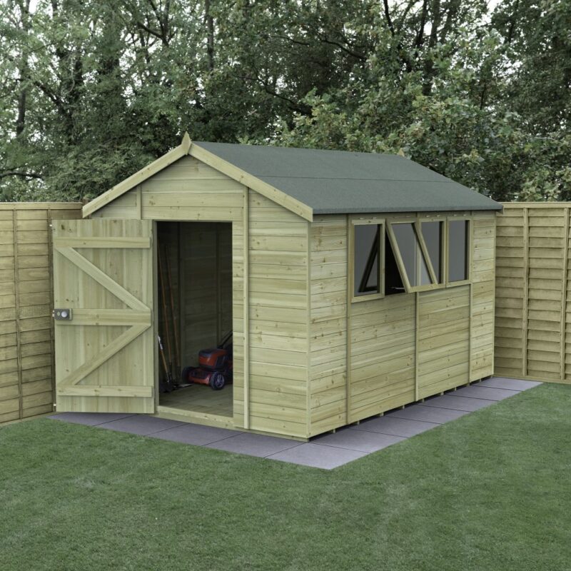 Forest Timberdale 12x8 Apex Shed - Four Windows, Double Door