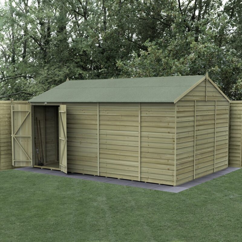 Forest 4LIFE Reverse Apex Shed 15x10 - Double Door, No Windows
