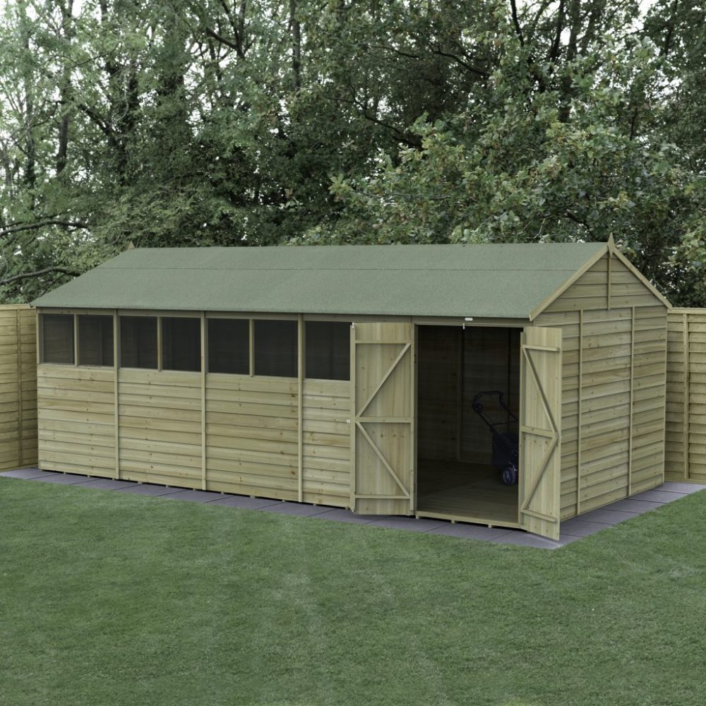 Forest 4LIFE Reverse Apex Shed 20x10 - Double Door, 8 Windows