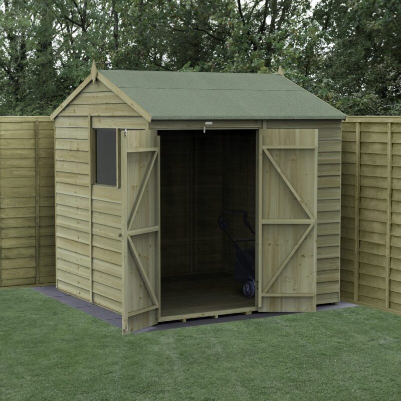 Forest 4LIFE Reverse Apex Shed 7x7 - Double Door, 2 Windows