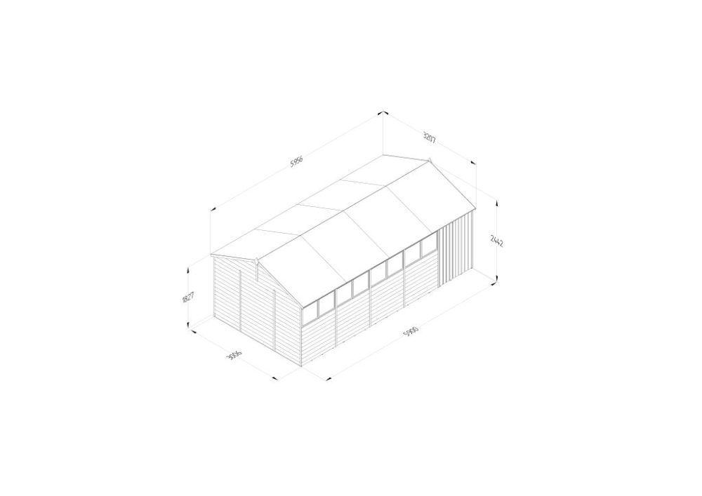 Forest 4LIFE Reverse Apex Shed 20x10 - Double Door, 8 Windows - Image 4
