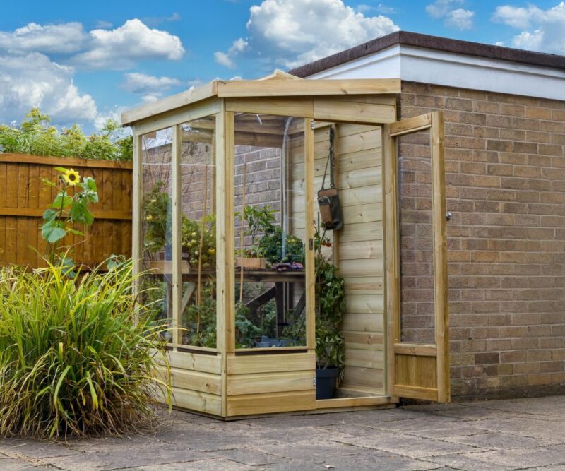 Forest Lean To Greenhouse 4 x 4 Solid Back