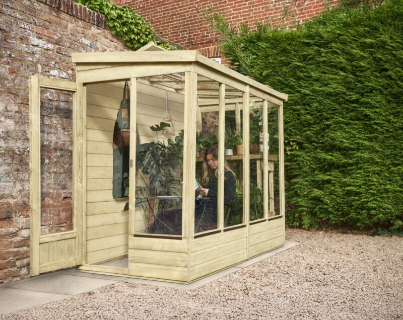 Forest Lean To Greenhouse 4 x 8 Solid Back