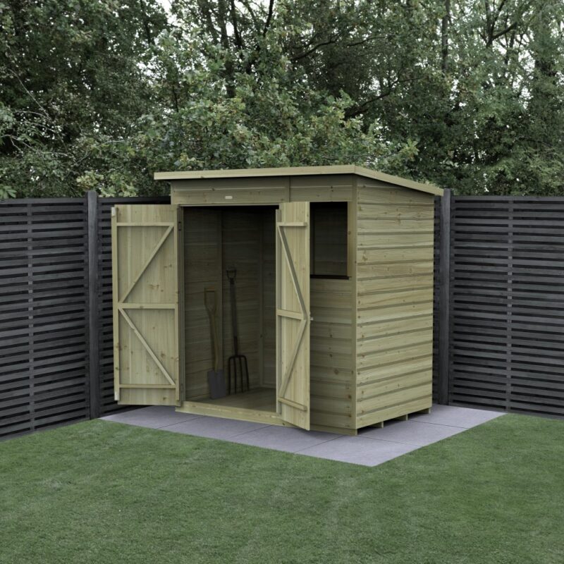 Forest Beckwood 6x4 Pent Shed - 1 Window - Double Door